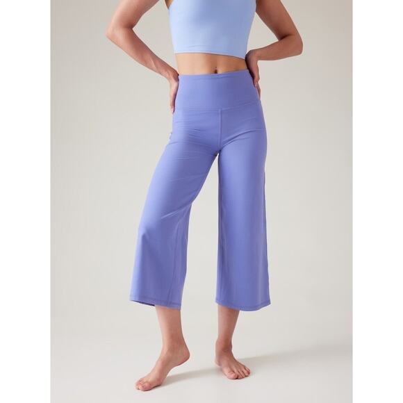 Athleta Elation Wide Leg Cropped Pants Plus Size 2X Blue 3/4 High Rise Workout - Picture 1 of 11
